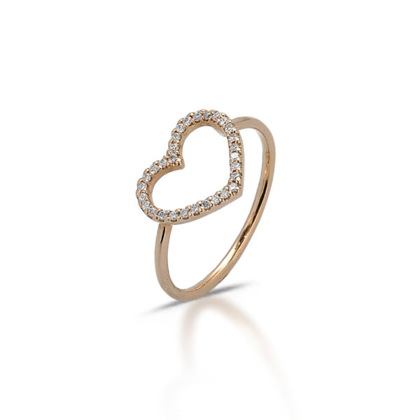 ANELLO CON CUORE INCASSATO IN BRILLANTI