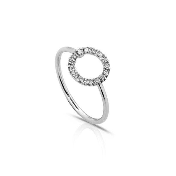 ANELLO CON CENTRO CERCHIETTO 10 MM INCASSATO IN BRILLANTI