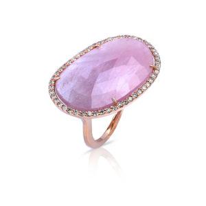 ANELLO CON CENTRO IN ZAFFIRO ROSA TAGLIO FANCY CON BRILLANTI