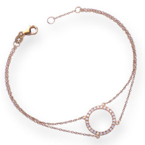 BRACCIALE CON DOPPIA CATENA E CENTRALE CON ANELLO INCASSATO IN BRILLANTI