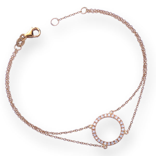 BRACCIALE CON DOPPIA CATENA E CENTRALE CON ANELLO INCASSATO IN BRILLANTI