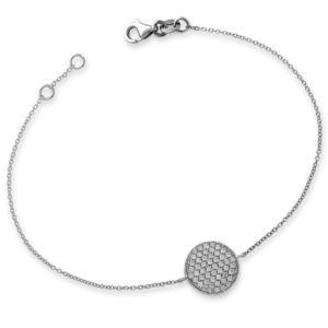 BRACCIALE CON PIASTRINA MM 10 INCASSATA A PAVE' DI BRILLANTI