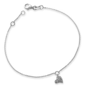 BRACCIALE CON CUORICINO PENDENTE INCASSATO A PAVE' DI BRILLANTI