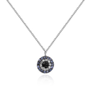 COLLANA CON PIASTRINA TONDA INCASSATA A CERCHI CONCENTRICI COLORATI