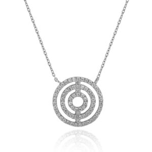 COLLANA CON PENDENTE CIRCOLARE  DI 15 MM INCASSATA IN BRILLANTI