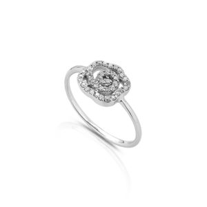ANELLO CON ROSELLINA INCASSATA IN BRILLANTI