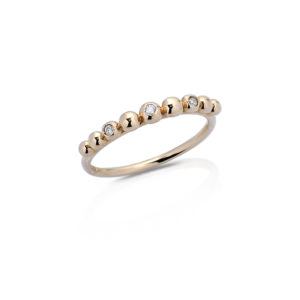ANELLO CON GAMBO SOTTILE 9 PALLINE CON BRILLANTI AL CENTRO