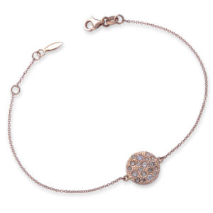 BRACCIALE CON PIASTRINA TONDA SPRUZZATA DI DIAMANTI COGNAC