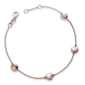 BRACCIALE CON 4 PIASTRINE TONDE INCASSATE CON 1 BRILLANTE
