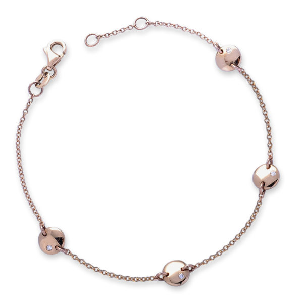 BRACCIALE CON 4 PIASTRINE TONDE INCASSATE CON 1 BRILLANTE