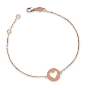 BRACCIALE  PIASTRINA TONDA CON CUORICINO INTARSIATO
