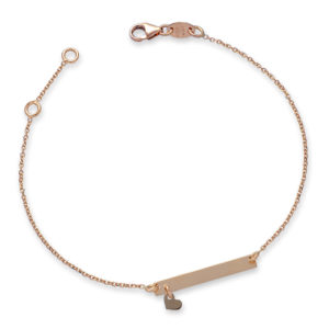 BRACCIALE CON PIASTRINA RETTANGOLARE E CUORICINO PENDENTE