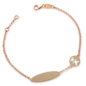 BRACCIALE BABY CON TARGHETTA E ORSETTO INTAGLIATO