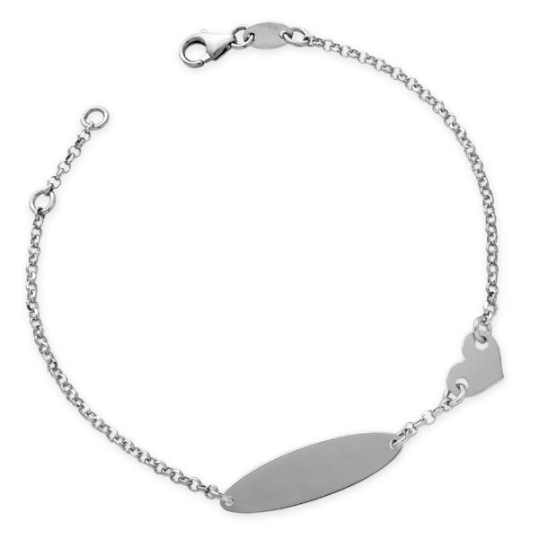 BRACCIALE BABY CON TARGHETTA E CUORICINO
