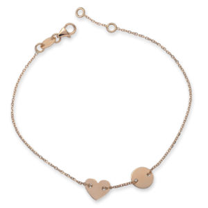 BRACCIALE CON PIASTRINA TONDA E PIASTRINA A CUORE