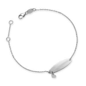 BRACCIALE CON PIASTRINA OVALE E CUORICINO PENDENTE