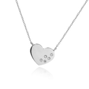 COLLANA CON CUORE IN LASTRA SPRUZZATO IN BRILLANTI