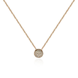 COLLANA CON PENDENTE OVALE BOMBATO IN BRILLANTI
