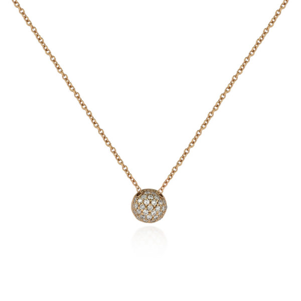 COLLANA CON PENDENTE OVALE BOMBATO IN BRILLANTI