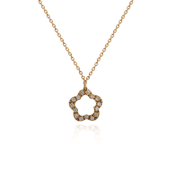 NECKLACE WITH AN OPEN FLOWER SET IN DIAMONDS
