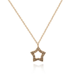 COLLANA CON STELLINA INCASSATA IN DIAMANTI COGNAC