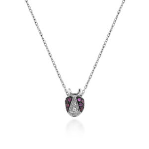 COLLANA CON PICCOLA COCCINELLA IN BRILLANTI E RUBINI