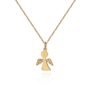 COLLANA CON ANGIOLETTO CON BRILLANTI SULLE ALI - 90312