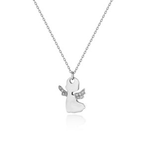 COLLANA CON ANGIOLETTO CON ALI INCASSATE IN BRILLANTI