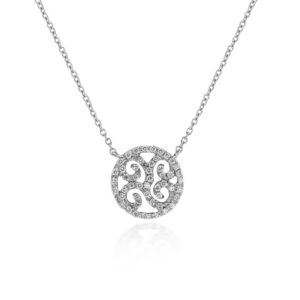 COLLANA CON PENDENTE TRAFORATO INCASSATO IN BRILLANTI