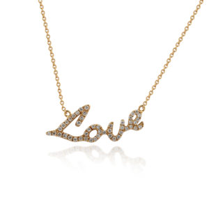 COLLANA CON SCRITTA LOVE INCASSATA IN BRILLANTI