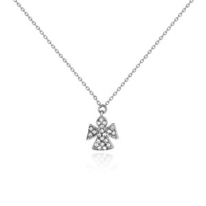 COLLANA CON PICCOLO ANGIOLETTO IN PAVE' DI BRILLANTI