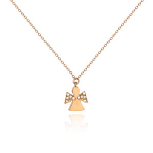 COLLANA CON PICCOLO ANGIOLETTO CON ALI IN BRILLANTI