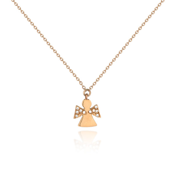 COLLANA CON PICCOLO ANGIOLETTO CON ALI IN BRILLANTI