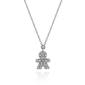 COLLANA CON BAMBINO IN PAVE' DI BRILLANTI