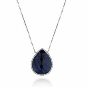 COLLANA CON PENDENTE IN  ZAFFIRO BLU E BRILLANTI