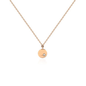 COLLANA CON PICCOLA PIASTRINA TONDA CON 1 BRILLANTE