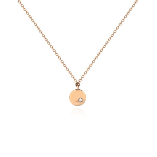 COLLANA CON PICCOLA PIASTRINA TONDA CON 1 BRILLANTE