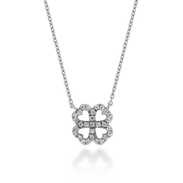 COLLANA CON QUADRIFOGLIO INCASSATO IN BRILLANTI