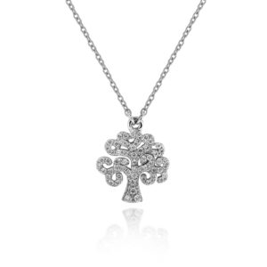 COLLANA CON ALBERO DELLA VITA INCASSATO IN BRILLANTI