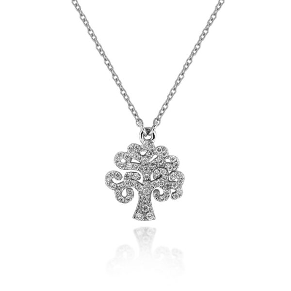 COLLANA CON ALBERO DELLA VITA INCASSATO IN BRILLANTI
