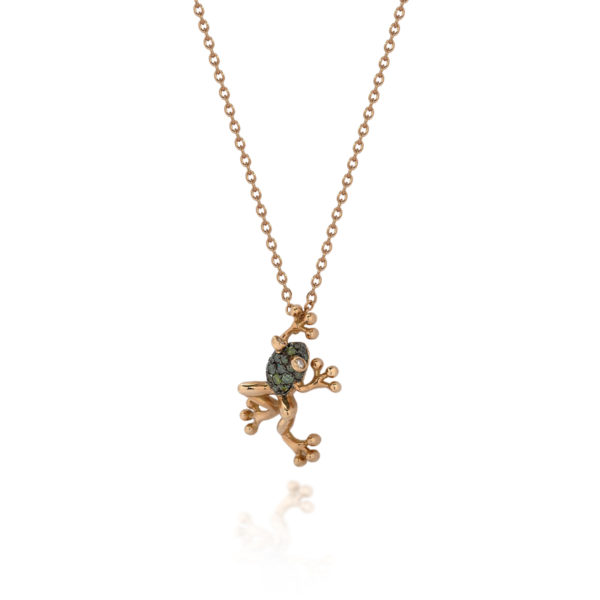 COLLANA CON RANOCCHIO CON BRILLANTI VERDI