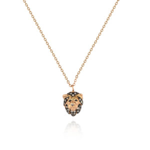 COLLANA CON CRESTA DI LEONE IN BRILLANTI COGNAC