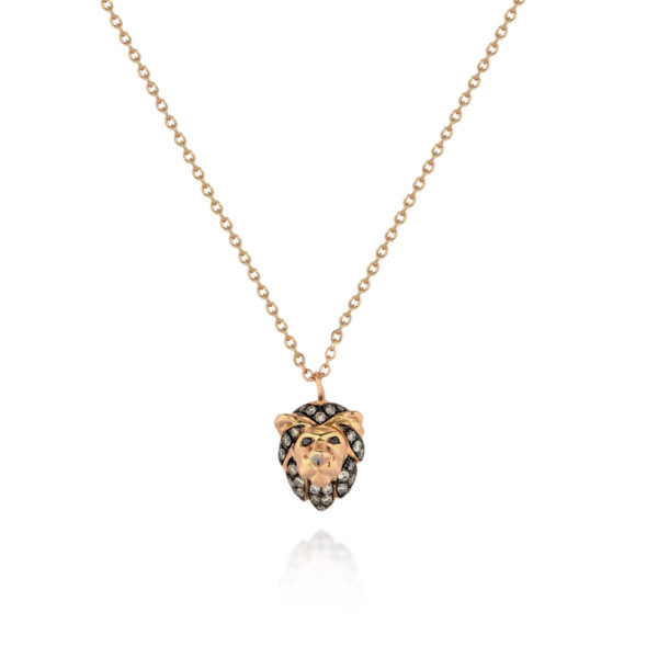 COLLANA CON CRESTA DI LEONE IN BRILLANTI COGNAC