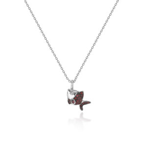 COLLANA CON PESCE INCASSATO IN BRILLANTI E ZAFFIRI ORANGE