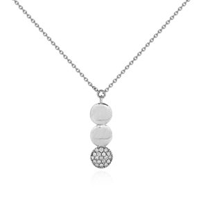 COLLANA CON PENDENTE 3 PIASTRINE TONDE CON BRILLANTI