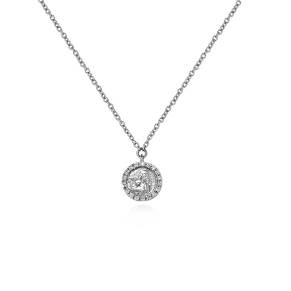 COLLANA CON PIASTRINA MINUSCOLA ANGIOLETTO CON BRILLANTI