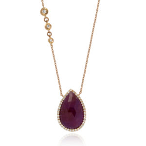 COLLANA CON PENDENTE IN ZAFFIRO ROSA E BRILLANTI