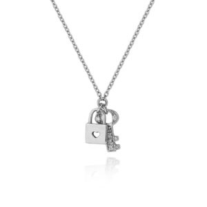 COLLANA CON LUCCHETTO E CHIAVE PENDENTI IN BRILLANTI