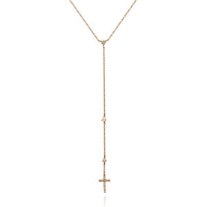 COLLANA A T CON CROCE PENDENTE INCASSATA IN BRILLANTI