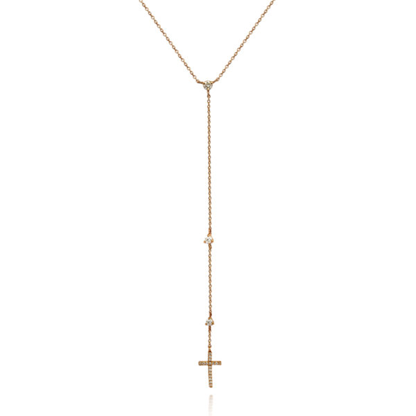 COLLANA A T CON CROCE PENDENTE INCASSATA IN BRILLANTI